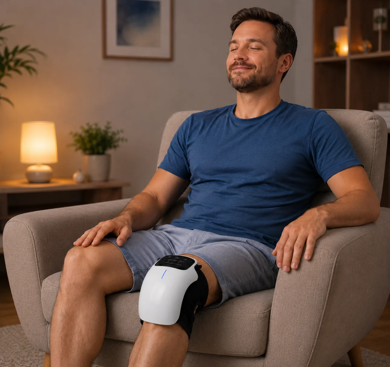 GlowKnee worn on the knee
